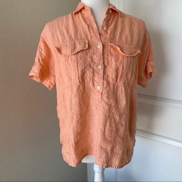 J. Crew Baird McNutt Short Sleeve Button Down Linen Shirt - Picture 1 of 5